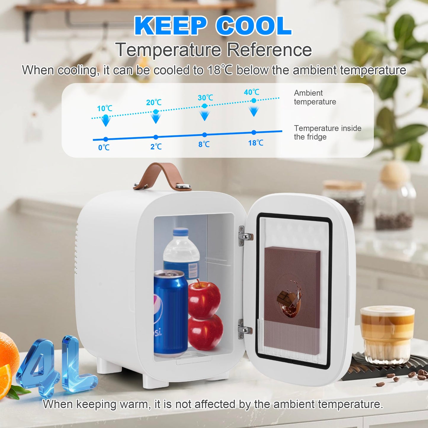 Enventor Mini Fridge 4 Litre/ 6 Can, AC+12V DC Power, Portable Cooler & Warmer, Small Fridge for Bedrooms, Car, Skincare, Fruit and Drinks, Black
