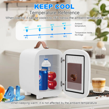 Enventor Mini Fridge 4 Litre/ 6 Can, AC+12V DC Power, Portable Cooler & Warmer, Small Fridge for Bedrooms, Car, Skincare, Fruit and Drinks, Black