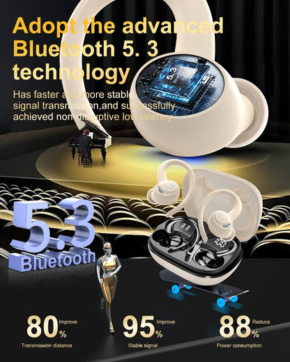 Jesebang Wireless Earbuds Bluetooth 5.3 – HiFi Stereo Sound with ENC Mic, Sport Ear Hooks, 40H Playtime, Dual LED Display