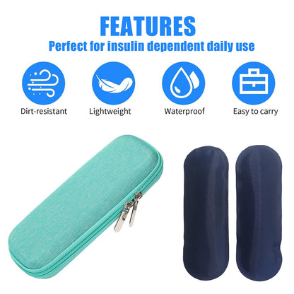 ARROMI Monjaro Insulin Cooler Travel Case – Diabetic Medicine Bag with 2 Ice Packs for Supplies (Blue)