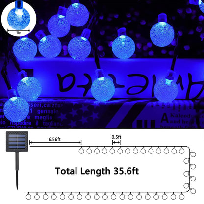 Solar Garden Lights Outdoor, 36ft 60 LED Solar String Lights Waterproof, Solar Powered Crystal Ball Indoor/Outdoor Fairy Lights Decorative Lights for Garden, Patio, Yard, Festival, Parties (White)