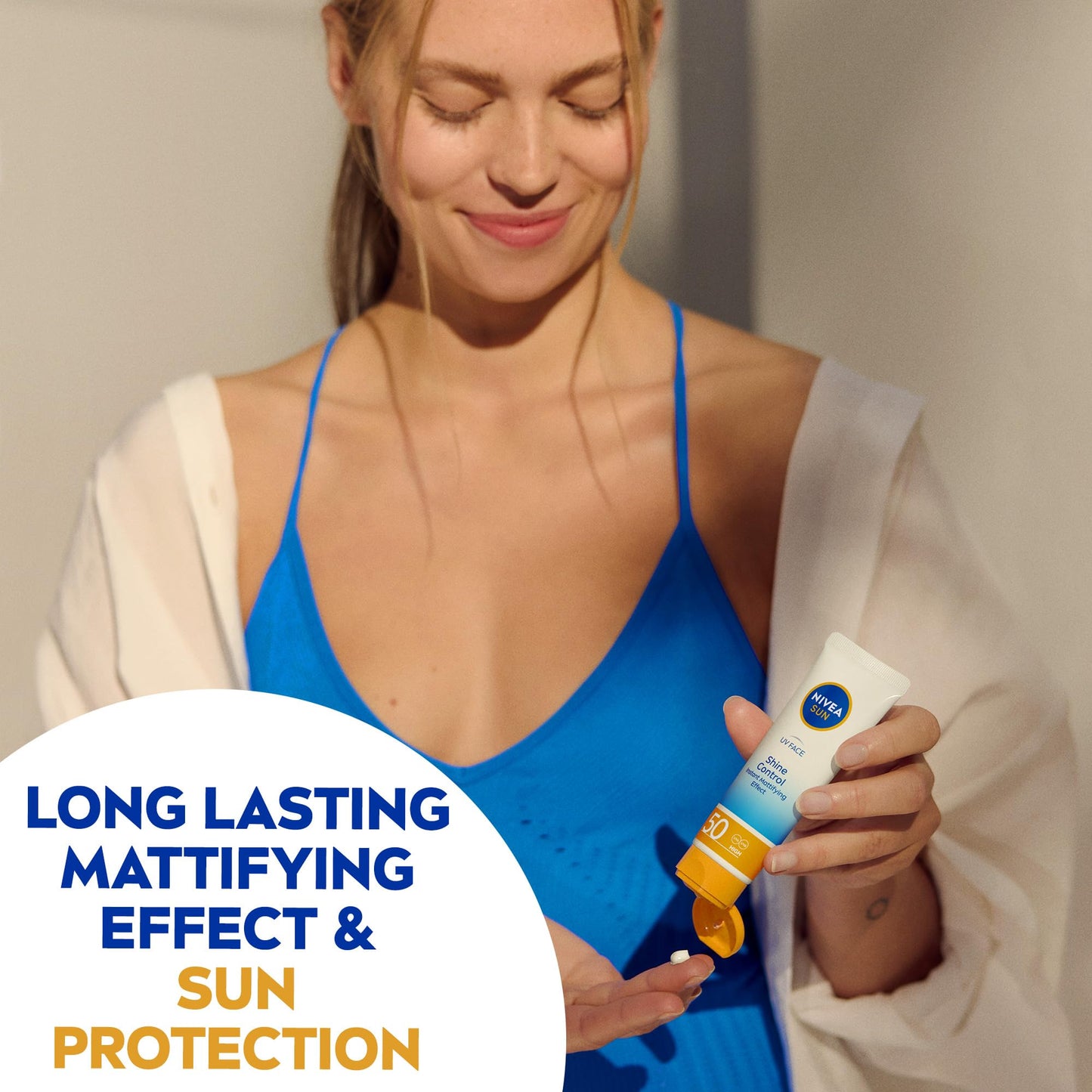 NIVEA Sun UV Face Shine Control SPF 50 Cream (50ml), Sun Cream Protects Against UVA/UVB Rays and Premature Skin Ageing, Sunscreen for Delicate Facial Skin