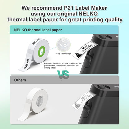 Nelko Label Maker Machine P21 – Bluetooth Portable Label Printer with Tape, Mini Wireless Sticker Maker for Organizing, Barcode, Home & Office – White