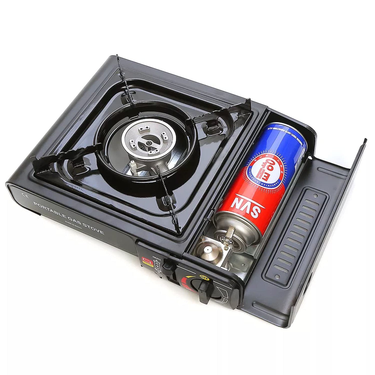 Taylor & Brown Black Portable Camping Stove with Cary Case & 4 Butane Gas | EN417 Compliant Premium Camping Stove Gas Portable | with Automatic Ignition & Heat Control