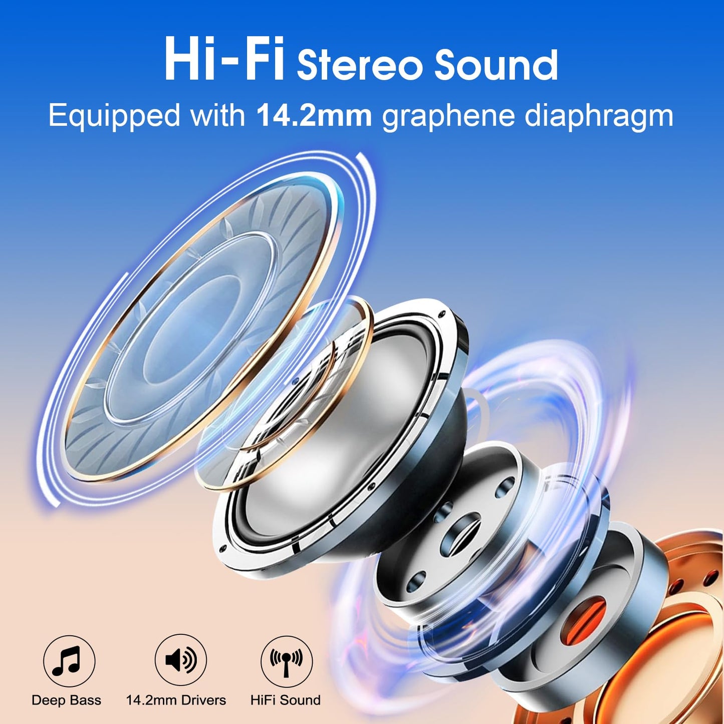 STECEi Wireless Earbuds – 75H Bluetooth 5.4 Earphones with ENC Noise Cancelling Mics, HiFi Stereo Sound, Earhooks, IP7 Waterproof for Running, Gym & Sports (Black)