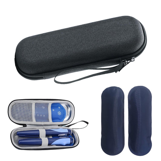 ARROMI Monjaro Insulin Cooler Travel Case – Diabetic Medicine Bag with 2 Ice Packs for Supplies (Blue)