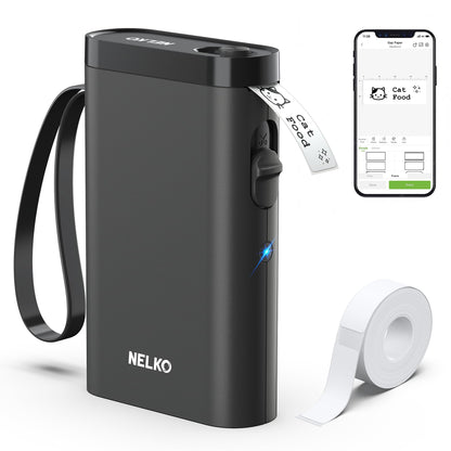 Nelko Label Maker Machine P21 – Bluetooth Portable Label Printer with Tape, Mini Wireless Sticker Maker for Organizing, Barcode, Home & Office – White