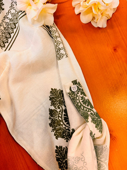 White Long Shirt with Button Long Sleeve And Tie New Fashion Style