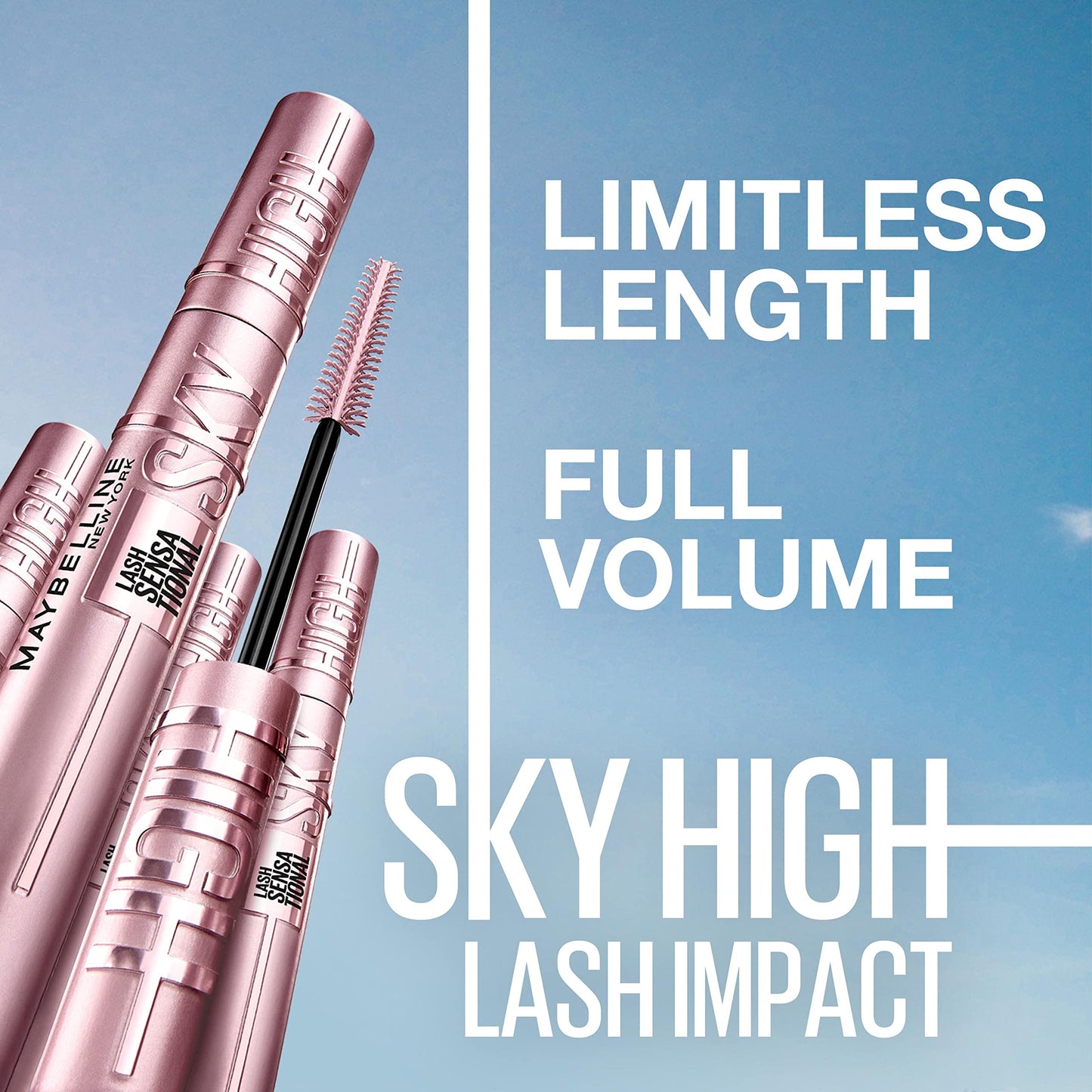 Maybelline New York Lash Sensational Sky High Mascara, Volumising & Lengthening Mascara, Washable Flake-Free Formula Infused with Bamboo Extract & Fibres, 7 ml, Shade: 01, Black