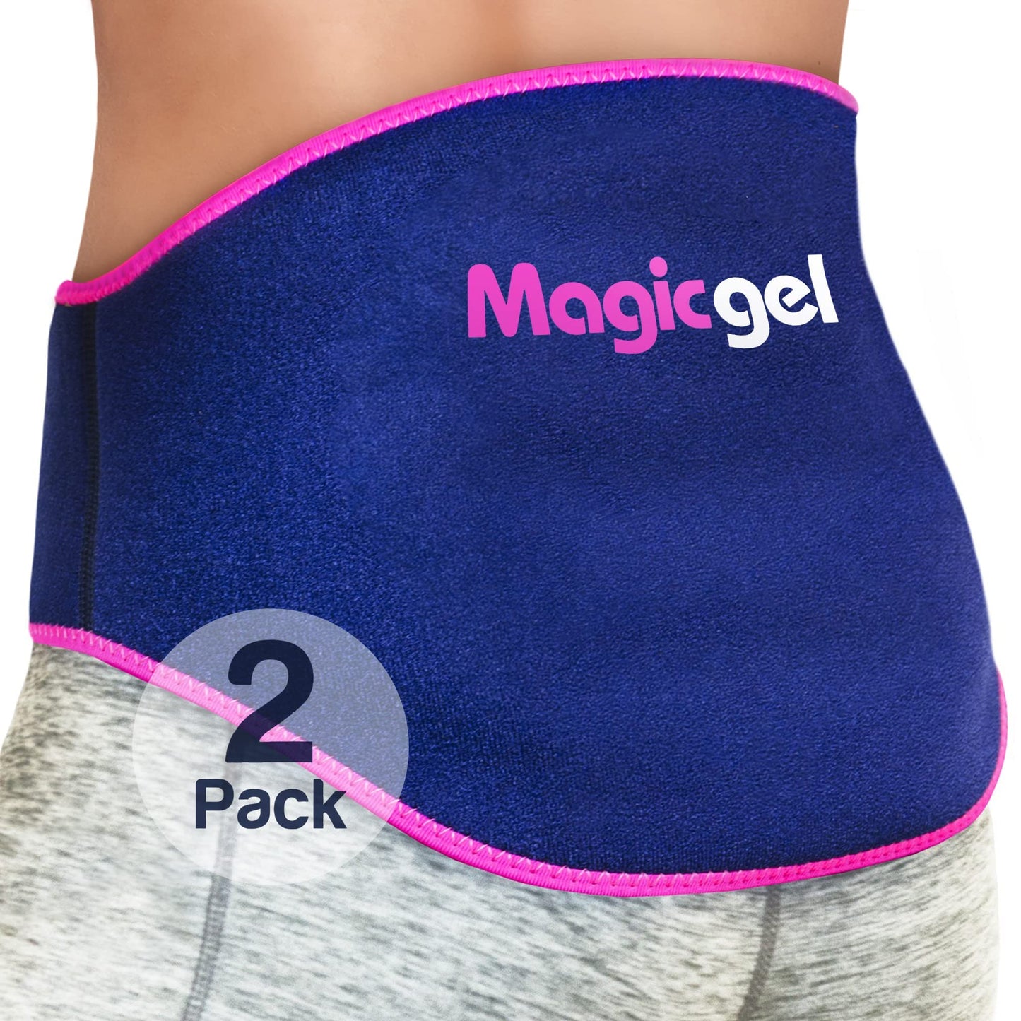 Magic Gel Ice Pack for Back Pain Relief | 2 Pack Lower Back Gel Wrap for Hot or Cold Therapy | Relief for Lower Lumbar, Sciatic Nerve, Herniated or Degenerative Disc, Coccyx, Tailbone Pain