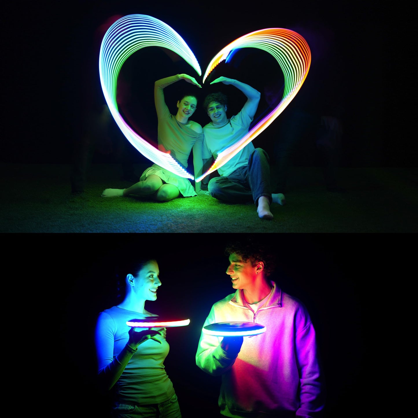 TOSY Flying Disc - 16 Million Color RGB LEDs, Extremely Bright, Smart Modes, Auto Light Up, Rechargeable, Waterproof, Birthday, Camping Gift, 175g Frisbee