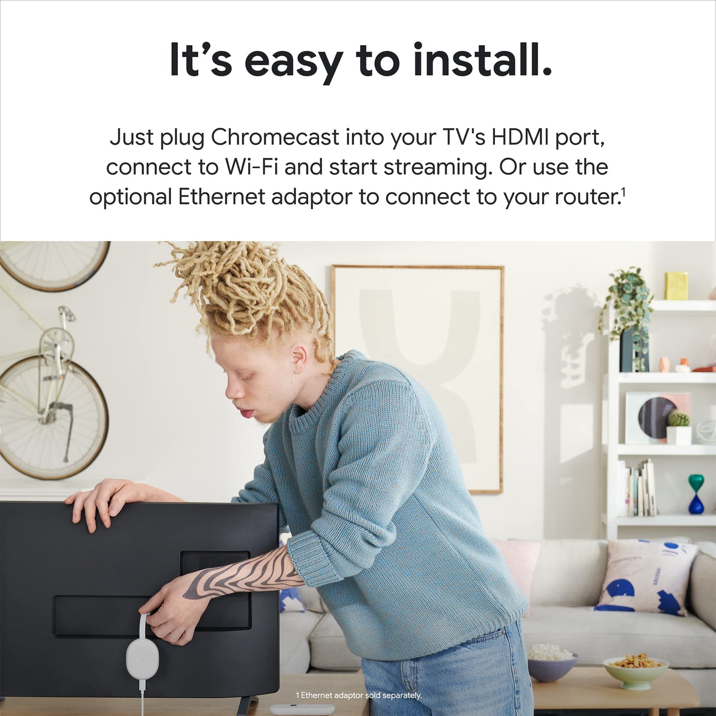 Chromecast with Google TV (4K) Snow – Streaming entertainment on your TV with voice search – Watch films, TV programmes, Netflix, NOWTV and more in 4K HDR – Simple setup