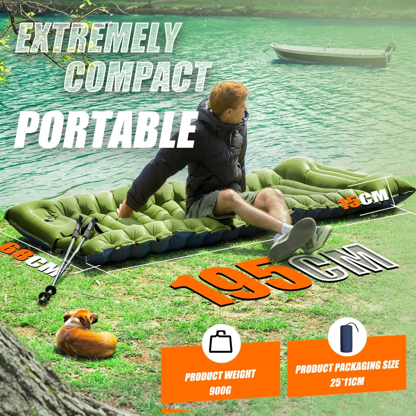 Yuzonc Ultralight Inflatable Camping Sleeping Pad with Built-in Pillow & Foot Pump – Portable, Compact Sleeping Mat for Backpacking, Hiking & Tents