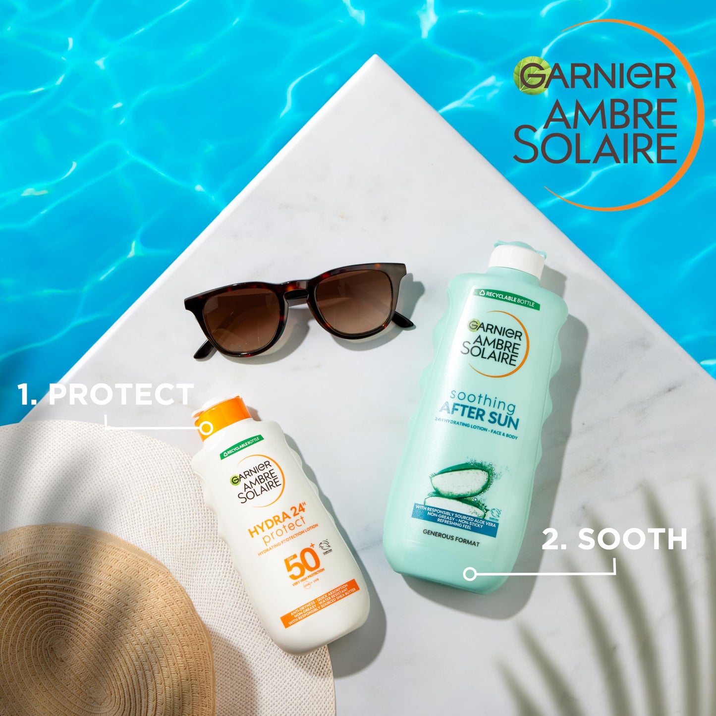 Garnier Ambre Solaire Hydra 24 Hour Protect Lotion, Water Resistant Sunscreen, With Shea Butter, Uva And Uvb Protection, Unscented, Sun Protection Factor 50, 200 Ml, Pack Of 1