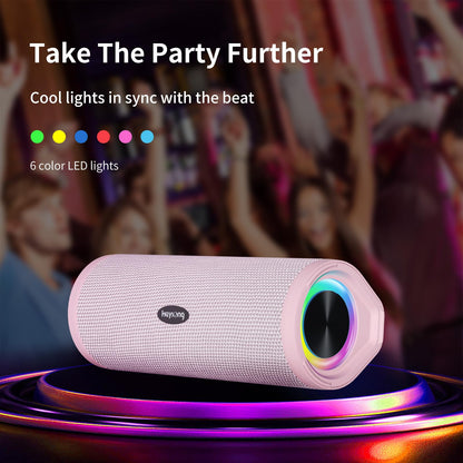 HEYSONG Portable Waterproof Bluetooth Speaker with LED Light – IPX7 Floating, Enhanced Bass, 40H Playtime, TF Card, True Wireless Stereo