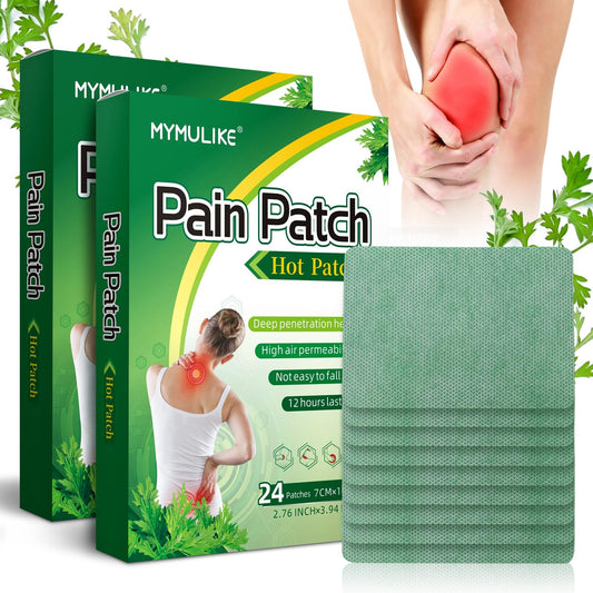 MYMULIKE 24Pcs Pain Relief Heat Patches – Fast-Acting, Long-Lasting Relief for Back, Neck, Shoulder & Knee Pain