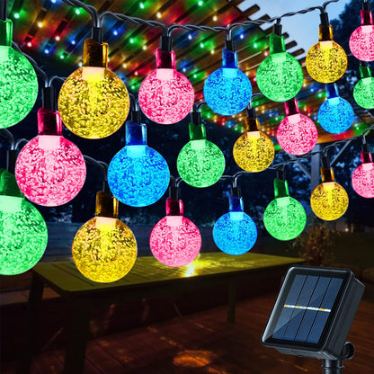 Solar Garden Lights Outdoor, 36ft 60 LED Solar String Lights Waterproof, Solar Powered Crystal Ball Indoor/Outdoor Fairy Lights Decorative Lights for Garden, Patio, Yard, Festival, Parties (White)