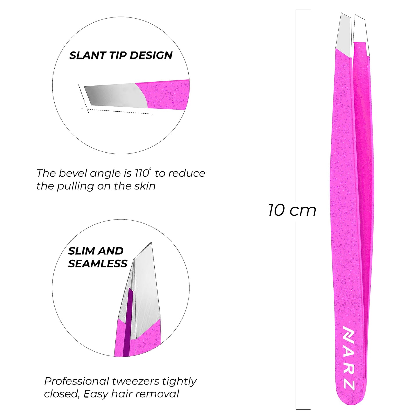 NARZ Professional Tweezers for Facial Hair Women & Men Stainless Steel Precision Tweezers for Ingrown Hair Tweezers (4 Pcs)