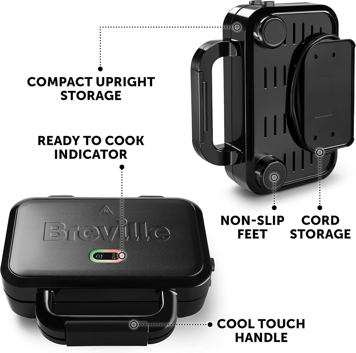 Breville Ultimate Deep Fill Toastie Maker | 2 Slice Sandwich Toaster | Removable Non-Stick Plates | Stainless Steel | Black [VST082]