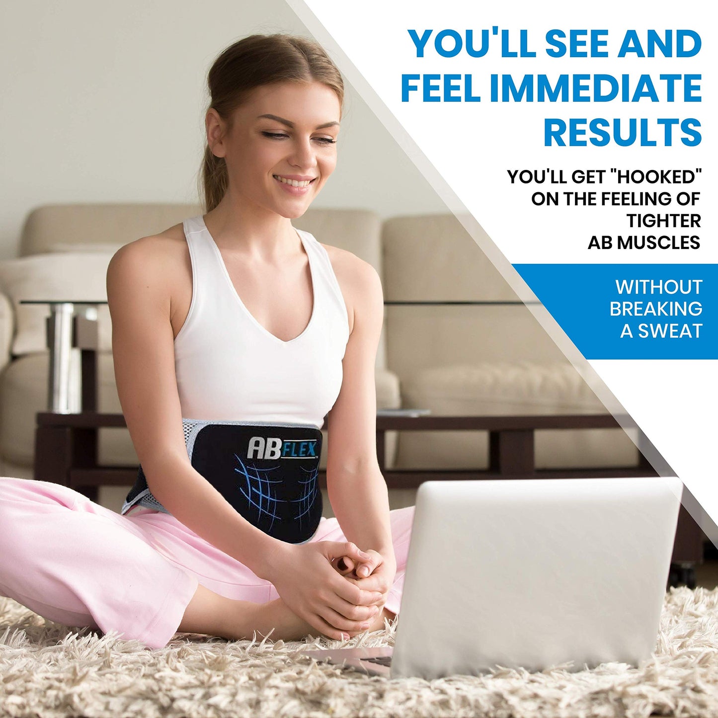 ABFLEX Ab Toning Belt and Ab Stimulator for Slender Toned Stomach Muscles, Remote for Quick and Easy Adjustments