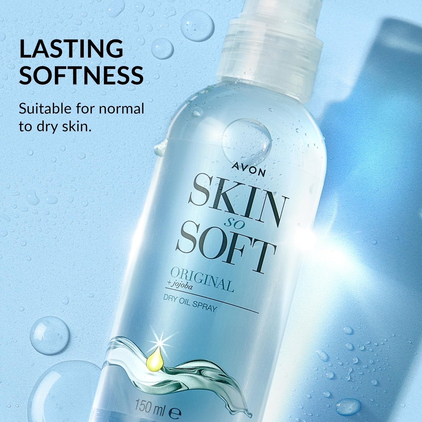 Avon Skin So Soft Dry Oil Spray 150ml | Locks in Moisture | Formulated with Jojoba Oil and Vitamin E | Quick Dry Formula | Cruelty Free