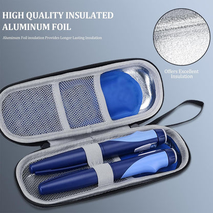 ARROMI Monjaro Insulin Cooler Travel Case – Diabetic Medicine Bag with 2 Ice Packs for Supplies (Blue)