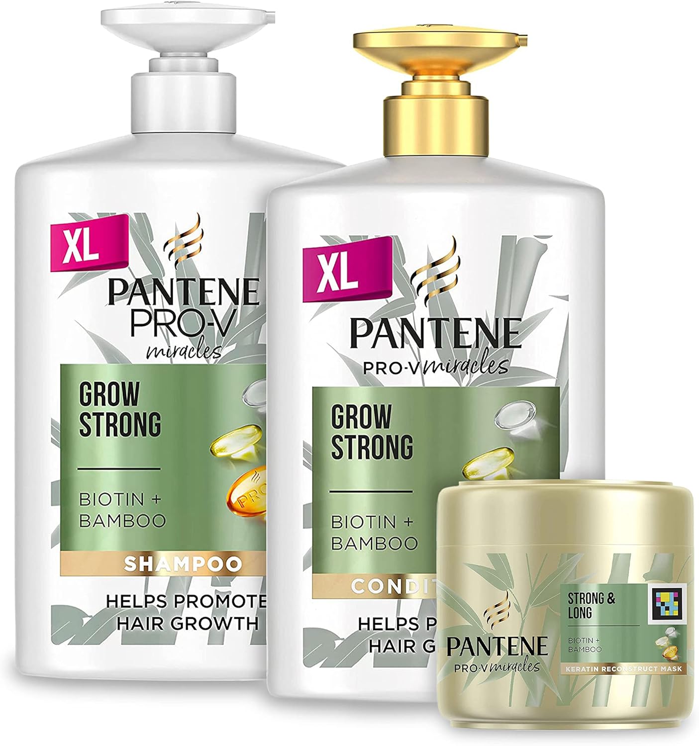 Pantene Biotin&Bamboo Shampoo,Grow Strong |For Dry Damaged Hair |Helps Reduce Hair Loss,1L