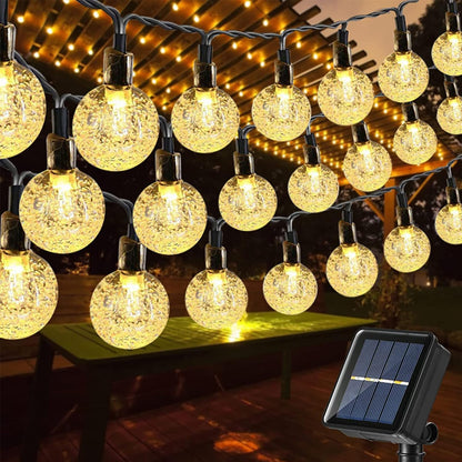 Solar Garden Lights Outdoor, 36ft 60 LED Solar String Lights Waterproof, Solar Powered Crystal Ball Indoor/Outdoor Fairy Lights Decorative Lights for Garden, Patio, Yard, Festival, Parties (White)