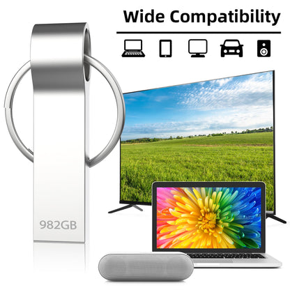 Deeiqeyp 982GB USB 3.0 Flash Drive – Metal Waterproof Thumb Drive for PC, Laptop, TV, Data Storage & Backup