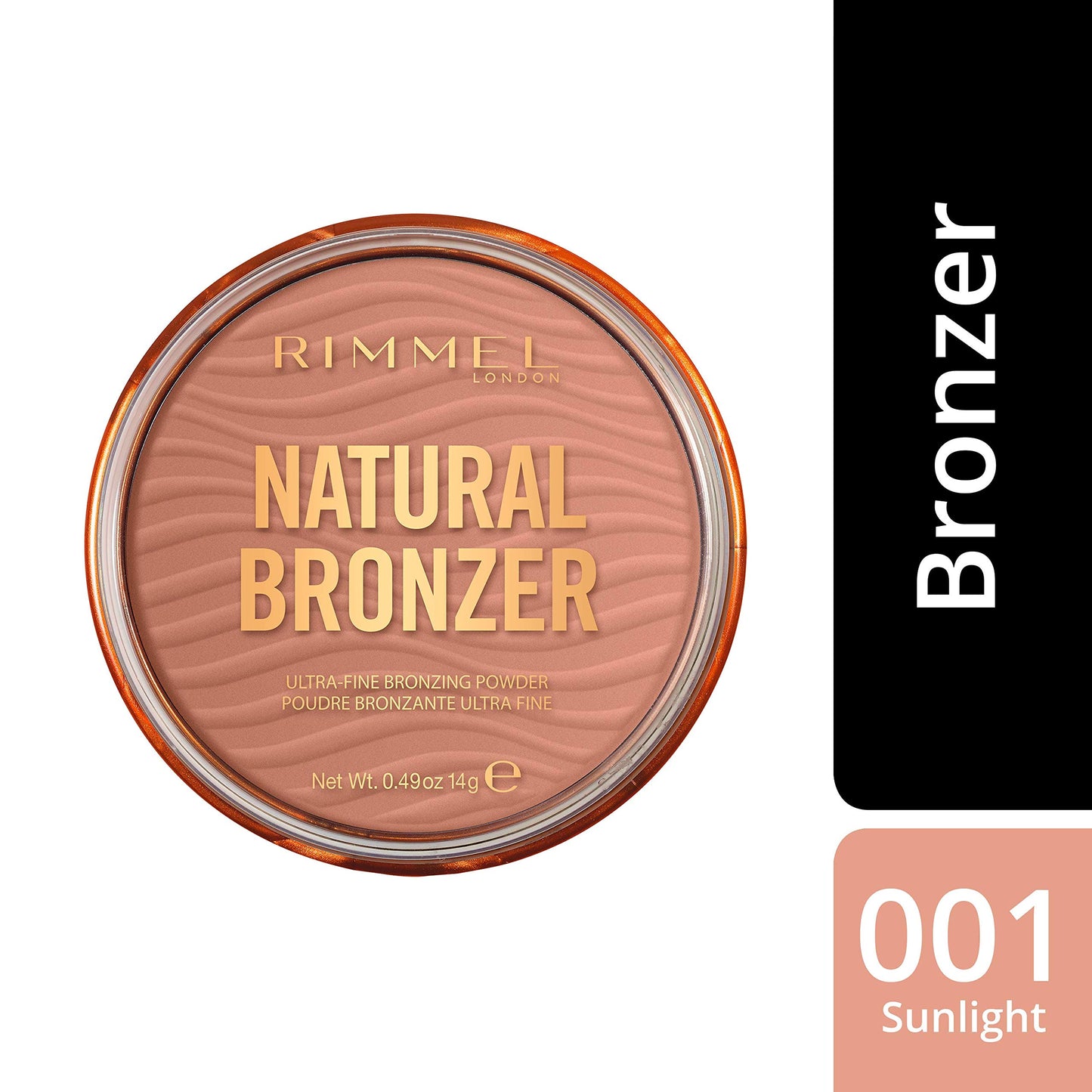 RIMMEL LONDON - Natural Bronzer - Silky-Smooth & Ultra-Fine Bronzing Powder - Sunkissed Look, Mimicking Natural Tan - 002 Sunbronze - 14g