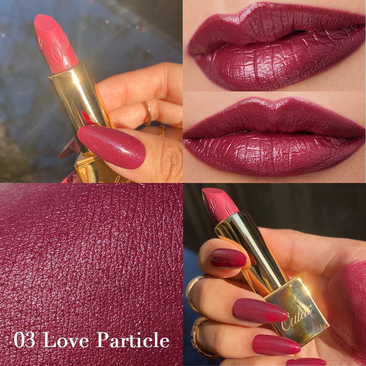 OULAC Metallic Shine Glitter Lipstick, Nude High Impact Lipcolor, Lightweight Soft and Ultra Hydrating, Long Lasting, Vegan & Cruelty-Free, Full-Coverage Lip Color 4.3 g/0.15 Sahara Gold(10)