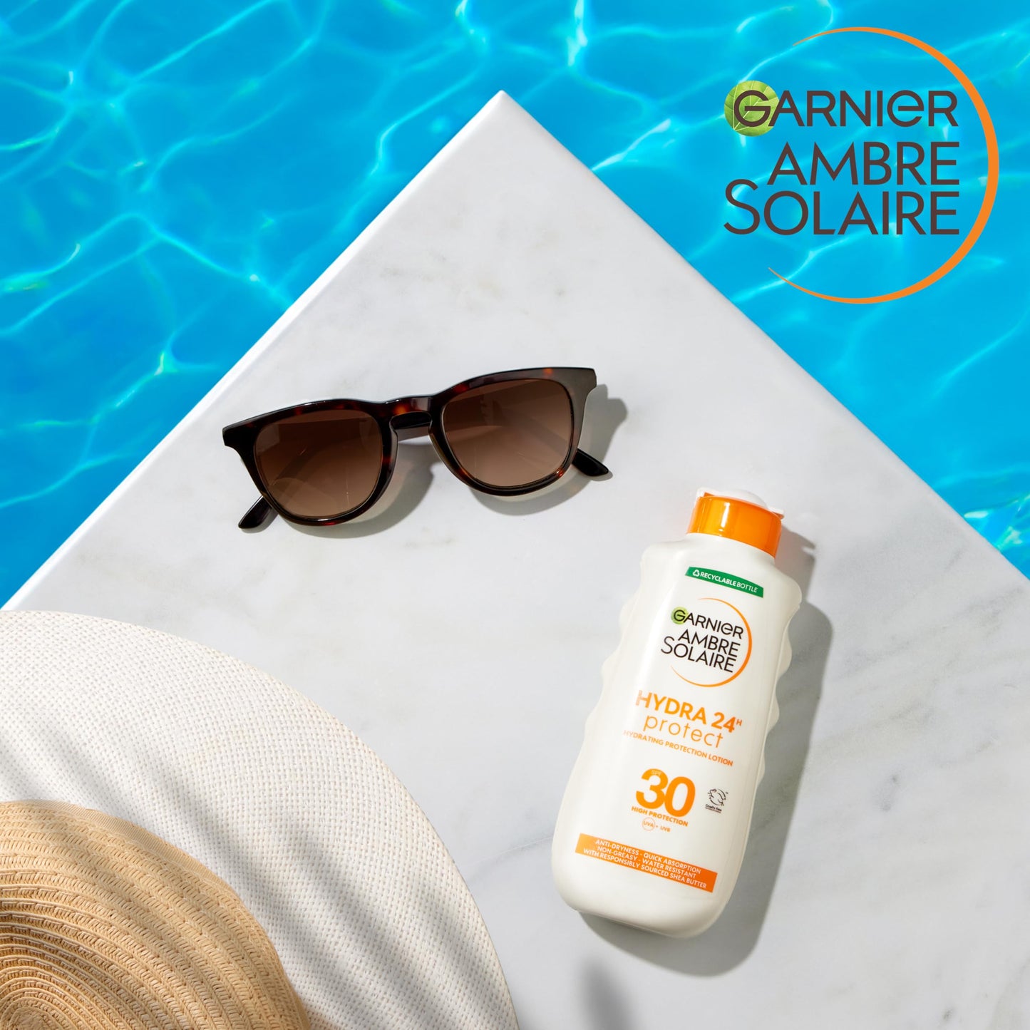 Garnier Ambre Solaire Hydra 24 Hour Protect Lotion, Water Resistant Sunscreen, With Shea Butter, Uva And Uvb Protection, Unscented, Sun Protection Factor 50, 200 Ml, Pack Of 1