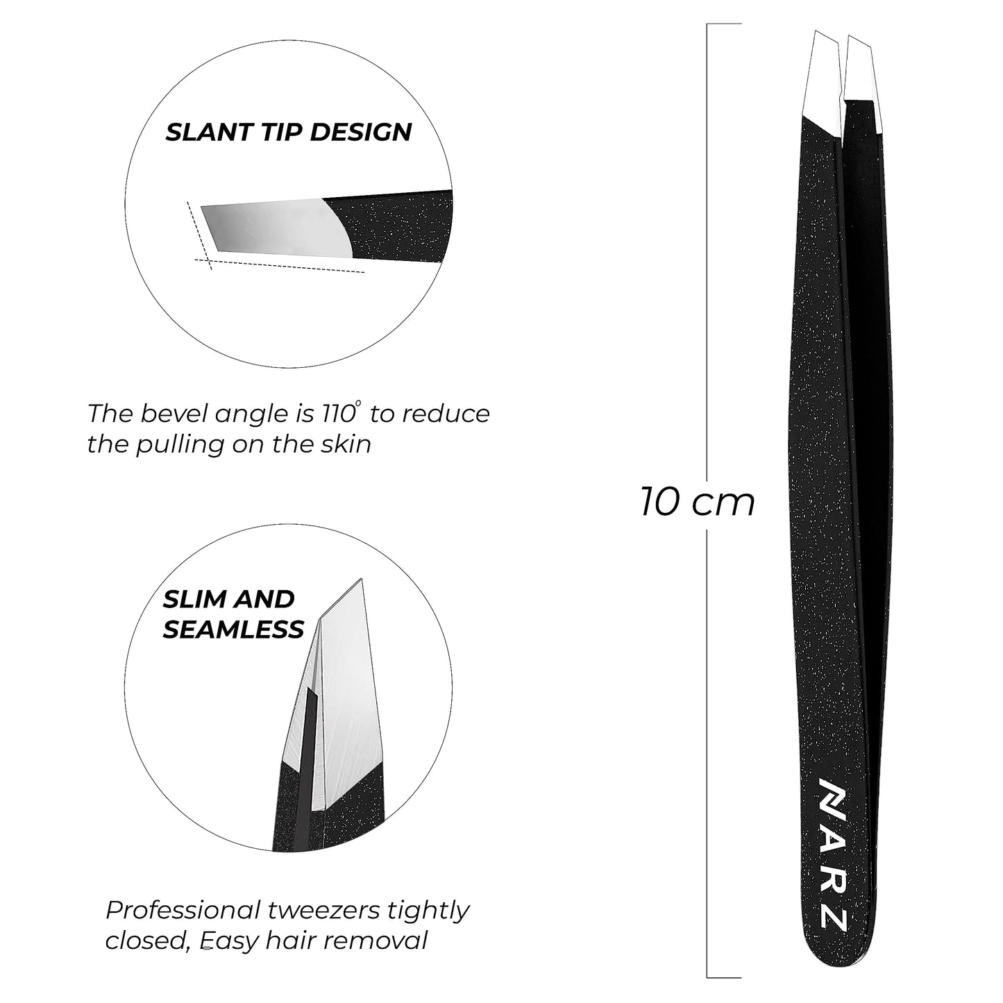 NARZ Professional Tweezers for Facial Hair Women & Men Stainless Steel Precision Tweezers for Ingrown Hair Tweezers (4 Pcs)