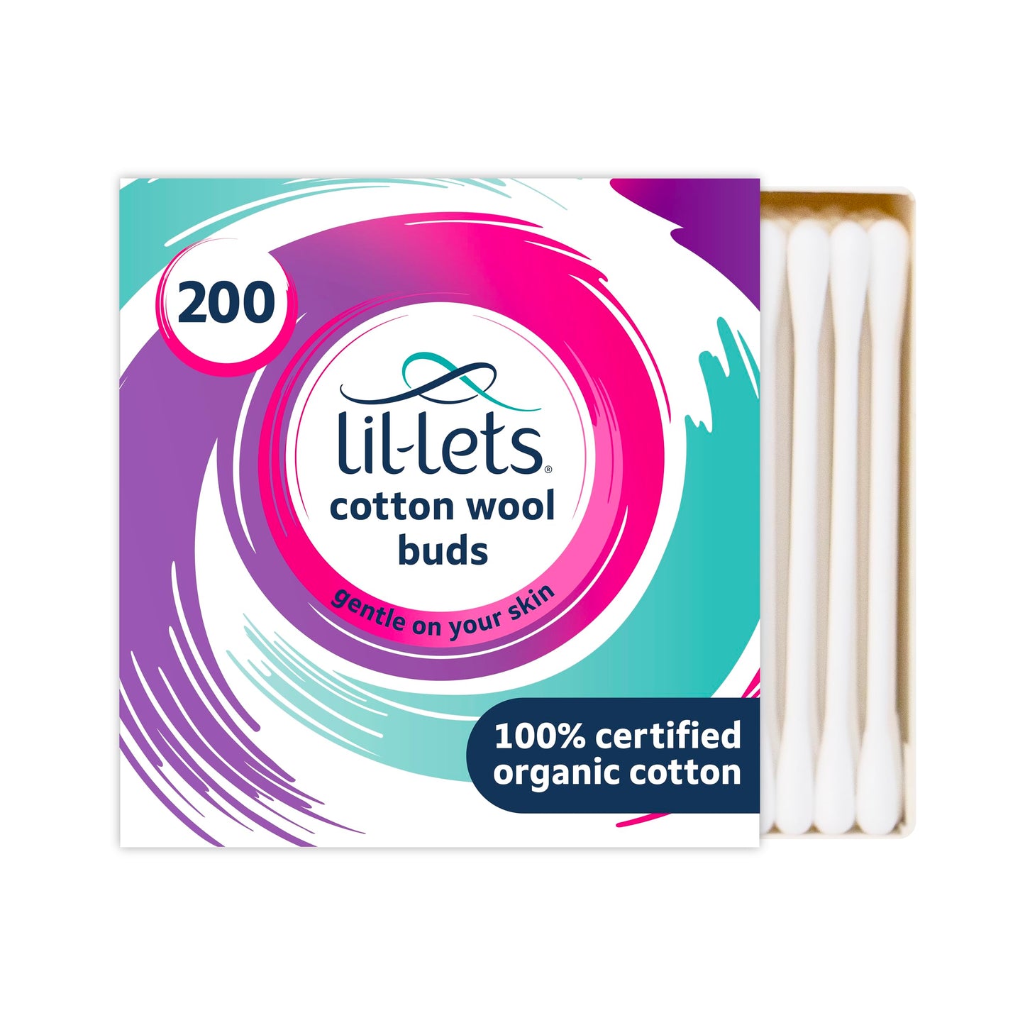 Lil-Lets Cotton Wool Round Pads, 100 Count, Certified Organic, 100% Pure Cotton Wool, Soft and Absorbent, Gentle on Skin, Dermatologically Tested