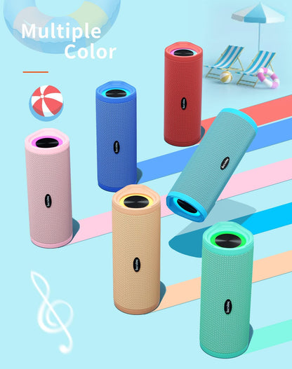 HEYSONG Portable Waterproof Bluetooth Speaker with LED Light – IPX7 Floating, Enhanced Bass, 40H Playtime, TF Card, True Wireless Stereo