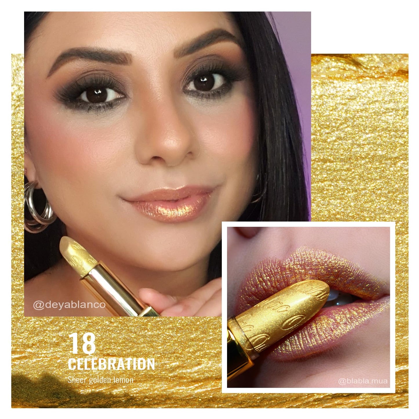 OULAC Metallic Shine Glitter Lipstick, Nude High Impact Lipcolor, Lightweight Soft and Ultra Hydrating, Long Lasting, Vegan & Cruelty-Free, Full-Coverage Lip Color 4.3 g/0.15 Sahara Gold(10)