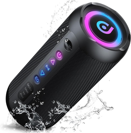 Taopodo Portable Bluetooth Speaker – 30W Stereo, IPX7 Waterproof, 30H Playtime, RGB Lights, TWS Pairing, Wireless