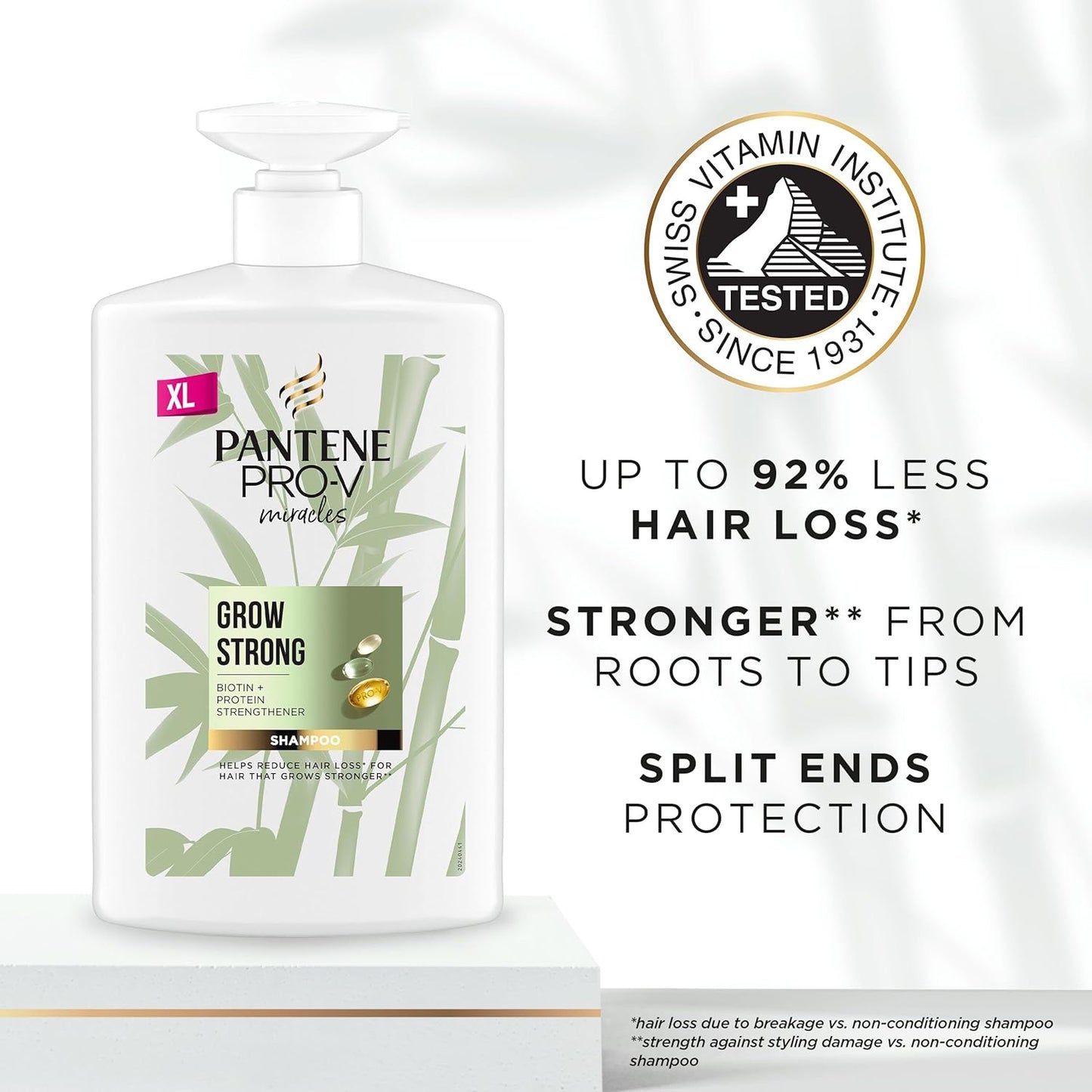 Pantene Biotin&Bamboo Shampoo,Grow Strong |For Dry Damaged Hair |Helps Reduce Hair Loss,1L