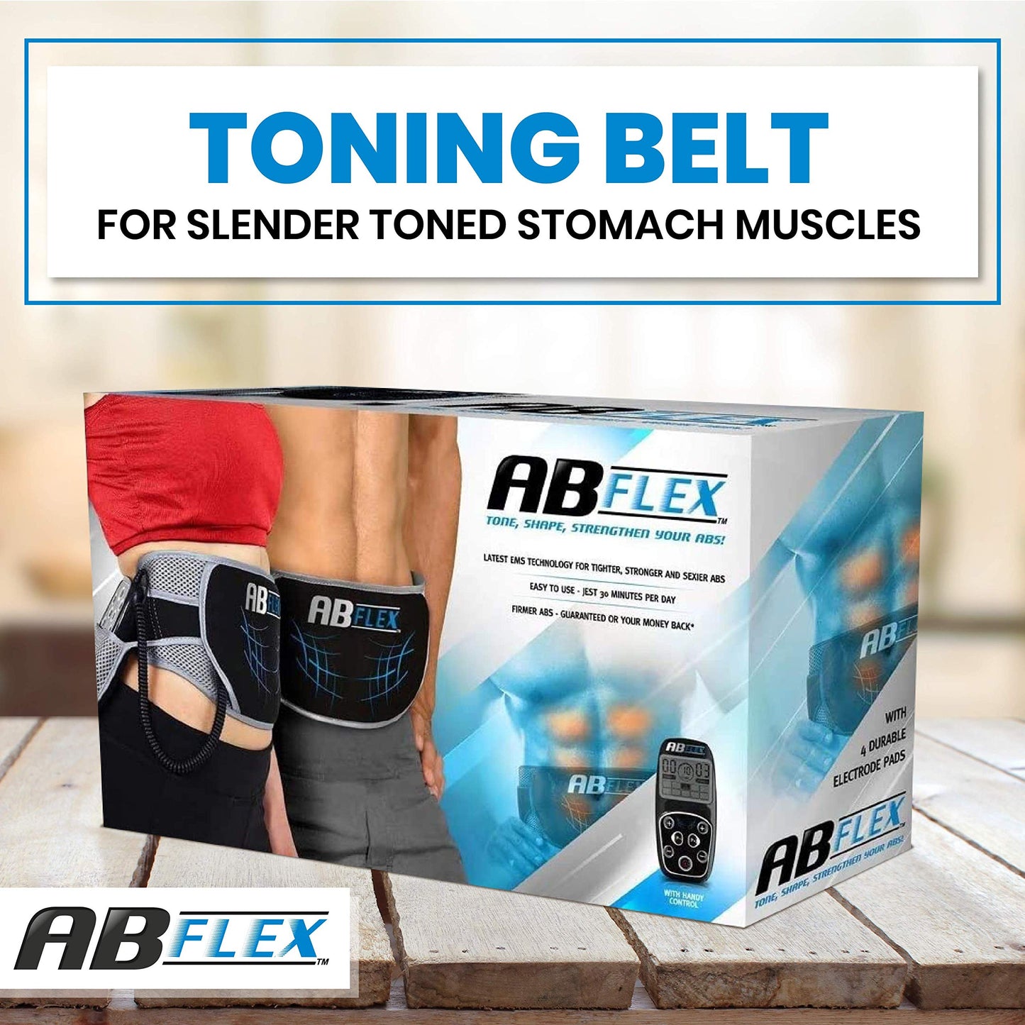 ABFLEX Ab Toning Belt and Ab Stimulator for Slender Toned Stomach Muscles, Remote for Quick and Easy Adjustments