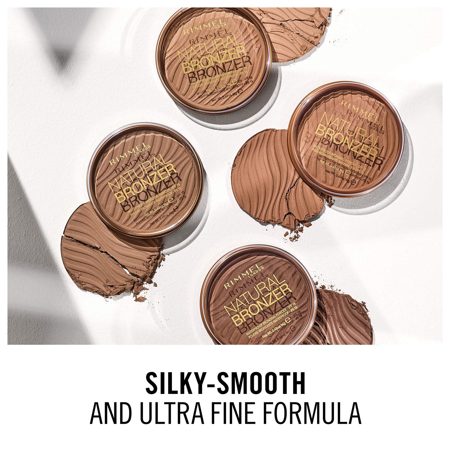 RIMMEL LONDON - Natural Bronzer - Silky-Smooth & Ultra-Fine Bronzing Powder - Sunkissed Look, Mimicking Natural Tan - 002 Sunbronze - 14g