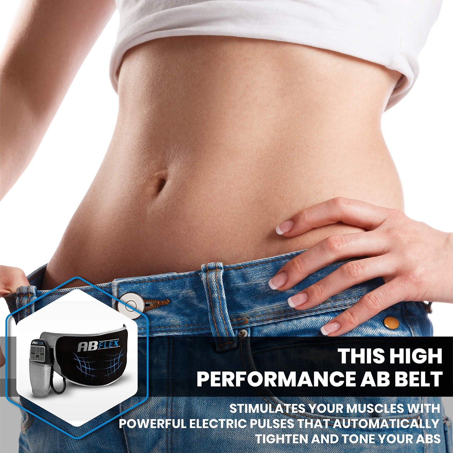 ABFLEX Ab Toning Belt and Ab Stimulator for Slender Toned Stomach Muscles, Remote for Quick and Easy Adjustments