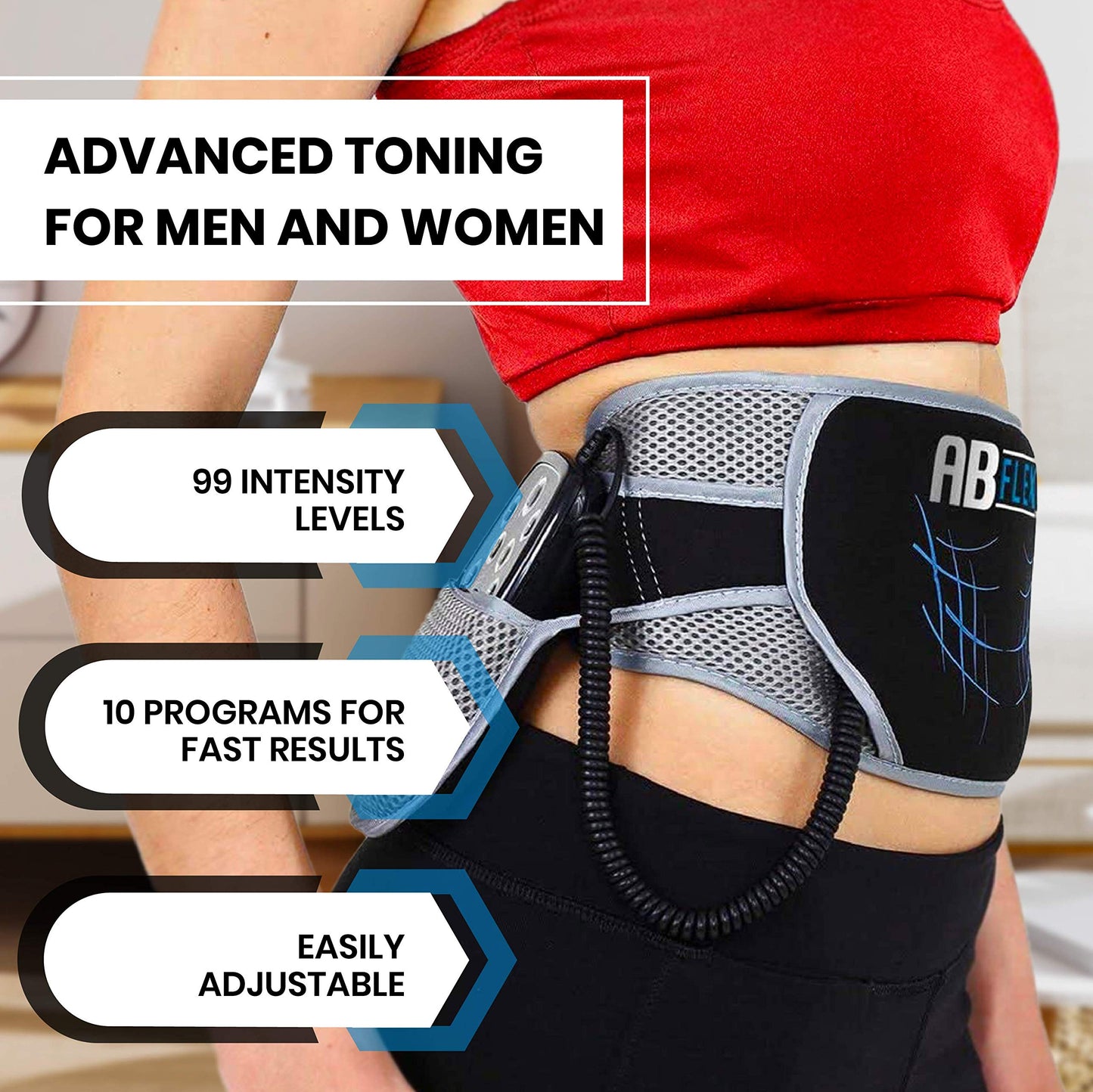 ABFLEX Ab Toning Belt and Ab Stimulator for Slender Toned Stomach Muscles, Remote for Quick and Easy Adjustments