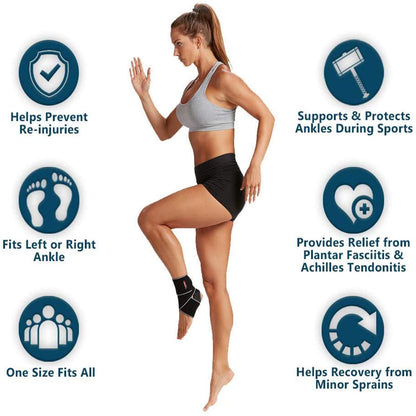 BESKEY Ankle Support Brace Adjustable Breathable Elastic Nylon Material