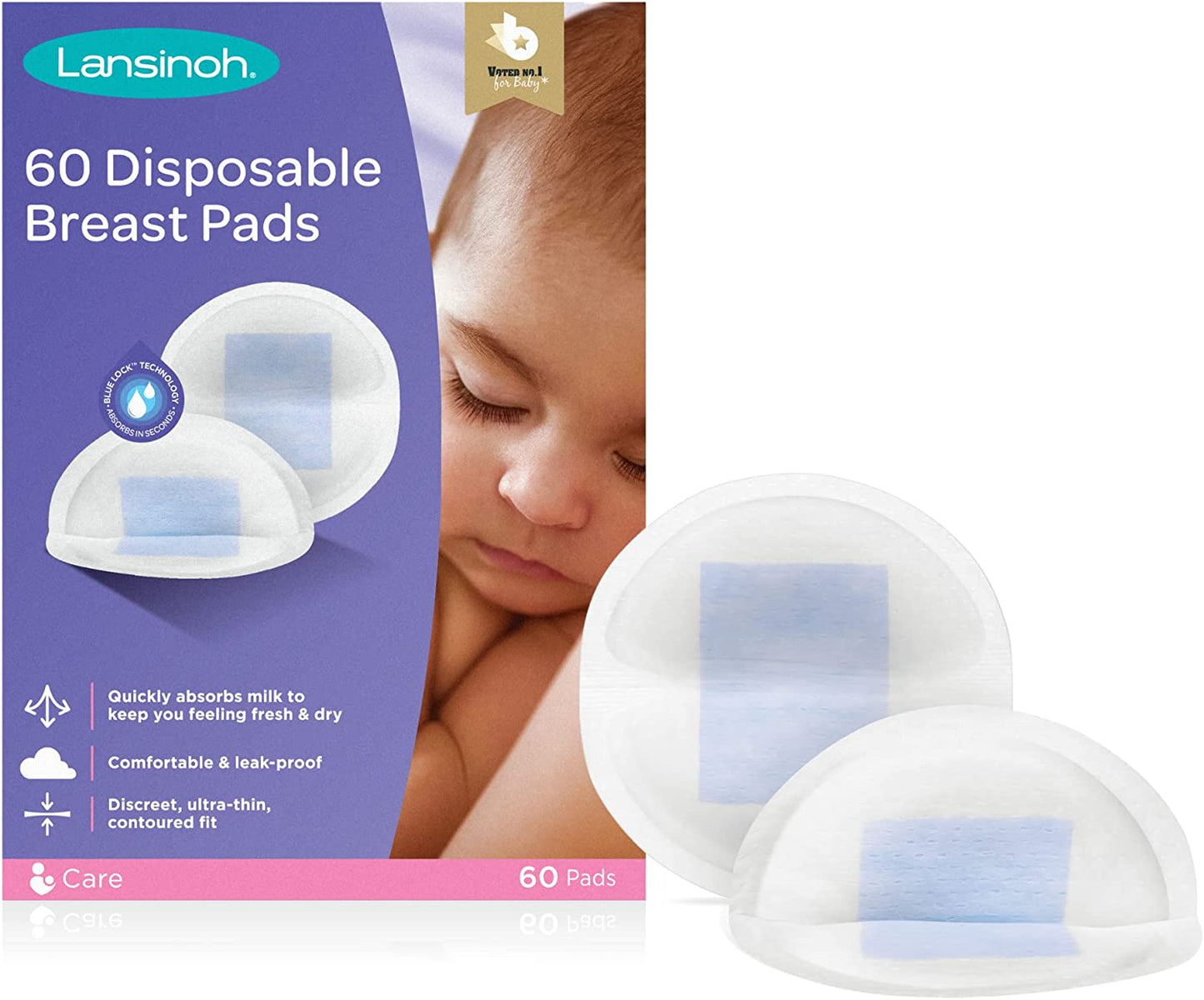 Disposable Breast Pads Pack of 60 for nursing breastfeeding mothers, essential for hospital bag, thin super absorbent layers, discreet fit