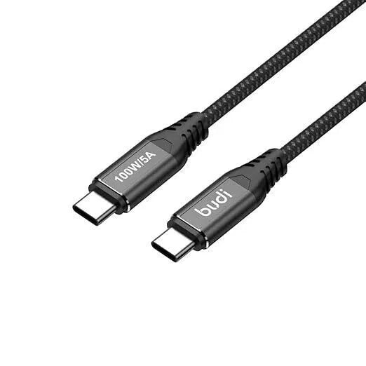 BUDI USB C TO C FAST RAPID CHARGING 100WPD BRAIDED CABLE 1.5M ALUMINUM SHELL