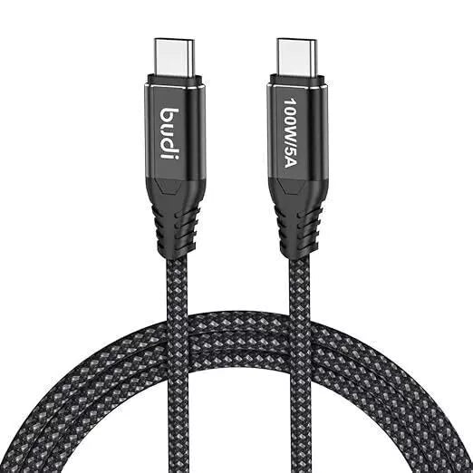 BUDI USB C TO C FAST RAPID CHARGING 100WPD BRAIDED CABLE 1.5M ALUMINUM SHELL