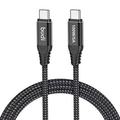 BUDI USB C TO C FAST RAPID CHARGING 100WPD BRAIDED CABLE 1.5M ALUMINUM SHELL