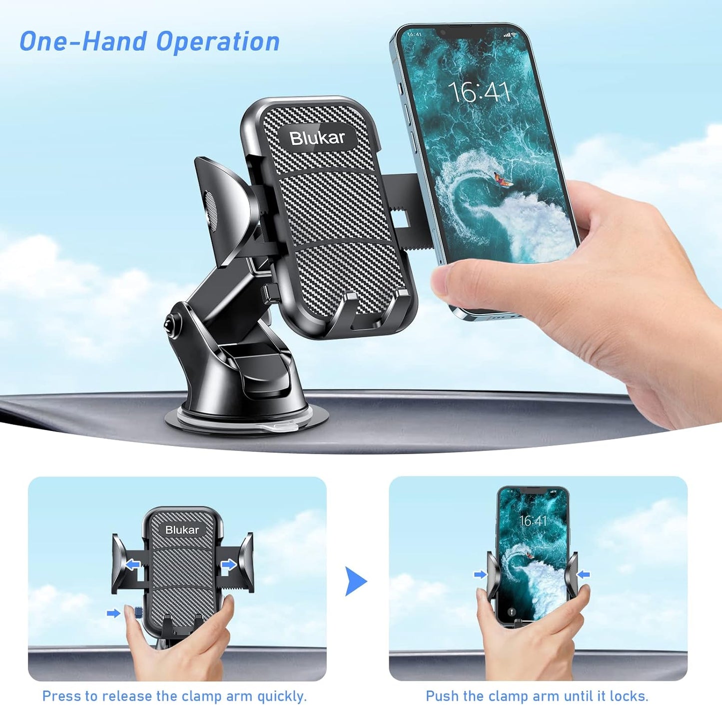 Car Phone Holder Blukar Adjustable Car Phone Mount Cradle 360° Rotation - 4 in 1