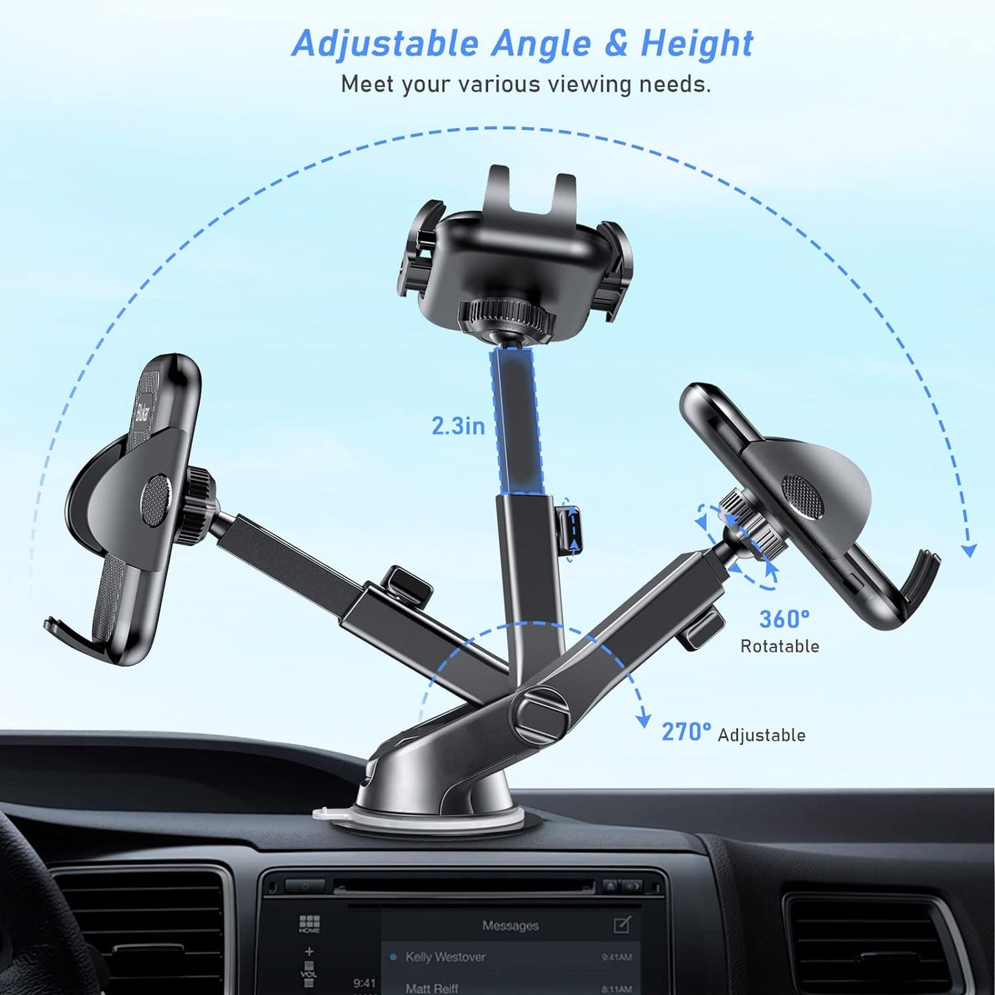Car Phone Holder Blukar Adjustable Car Phone Mount Cradle 360° Rotation - 4 in 1
