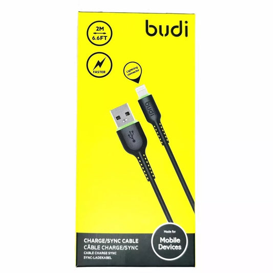 Budi 2m (6.6ft) Nylon Braided USB to TYPE-C Fast Charging Cable -black